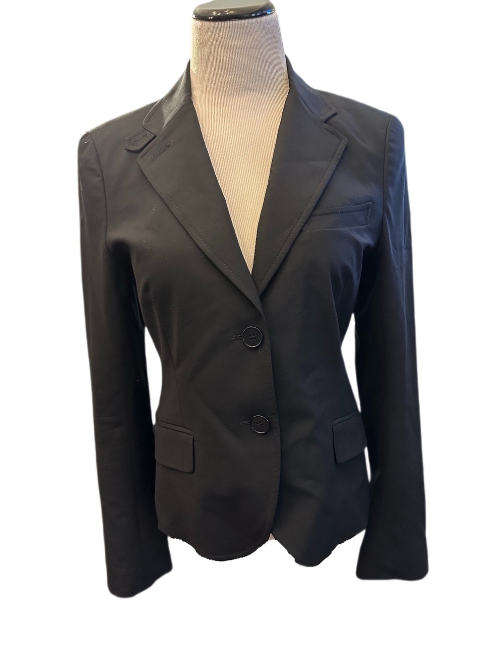 New! Theory Blazer Black Wool Blend Two-Button Notch Lapel